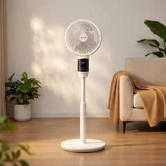 VEVOR 9-Inch Pedestal Fan, 80° Oscillating Standing Floor Fan with Quite DC Motor, Remote Control, 9 Speeds & 4 Smart