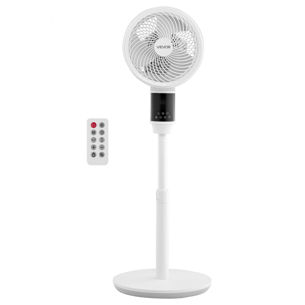 VEVOR 9-Inch Pedestal Fan, 80° Oscillating Standing Floor Fan with Quite DC Motor, Remote Control, 9 Speeds & 4 Smart