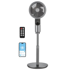 VEVOR 9-Inch Pedestal Fan, 80° Oscillating Standing Floor Fan with Quite DC Motor, Remote Control, 9 Speeds & 4 Smart
