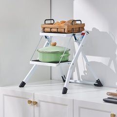 VEVOR Step Ladder 2-Step 330lbs Capacity, Ergonomic Folding Steel Step Stool with Wide Anti-Slip Pedal, Sturdy Step
