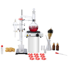 VEVOR Essential Oil Distillation Kit, 500ml Distillation Apparatus, 3.3 Boro Lab Glassware Distillation Kit with 1000W