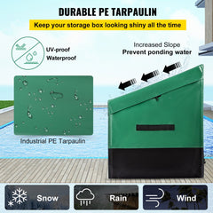 VEOVR Outdoor Storage Box, 150 Gallon Waterproof PE Tarpaulin Deck Box with Galvanized Frame, All-Weather Protection &