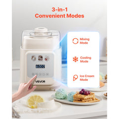 VEVOR Upright Automatic Ice Cream Maker with Built-in Compressor, 1 Quart No Pre-freezing Gelato Maker & Frozen Yogurt