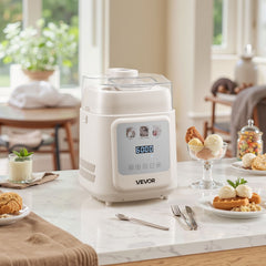 VEVOR Upright Automatic Ice Cream Maker with Built-in Compressor, 1 Quart No Pre-freezing Gelato Maker & Frozen Yogurt