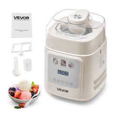 VEVOR Upright Automatic Ice Cream Maker with Built-in Compressor, 1 Quart No Pre-freezing Gelato Maker & Frozen Yogurt