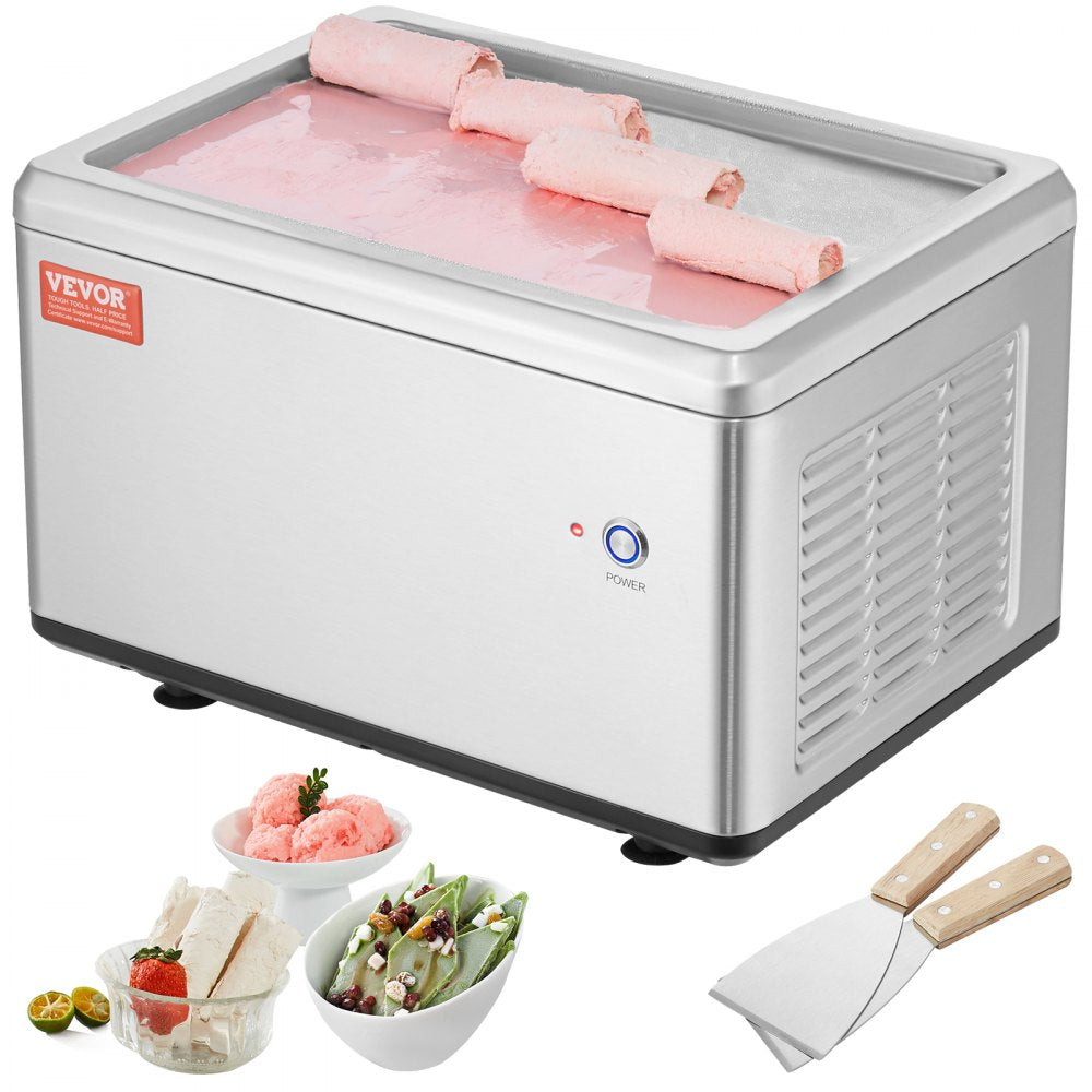VEVOR Fried Ice Cream Roll Machine, 12.6" x 8.5" Stir-Fried Ice Cream Pan, Stainless Steel Rolled Ice Cream Maker with