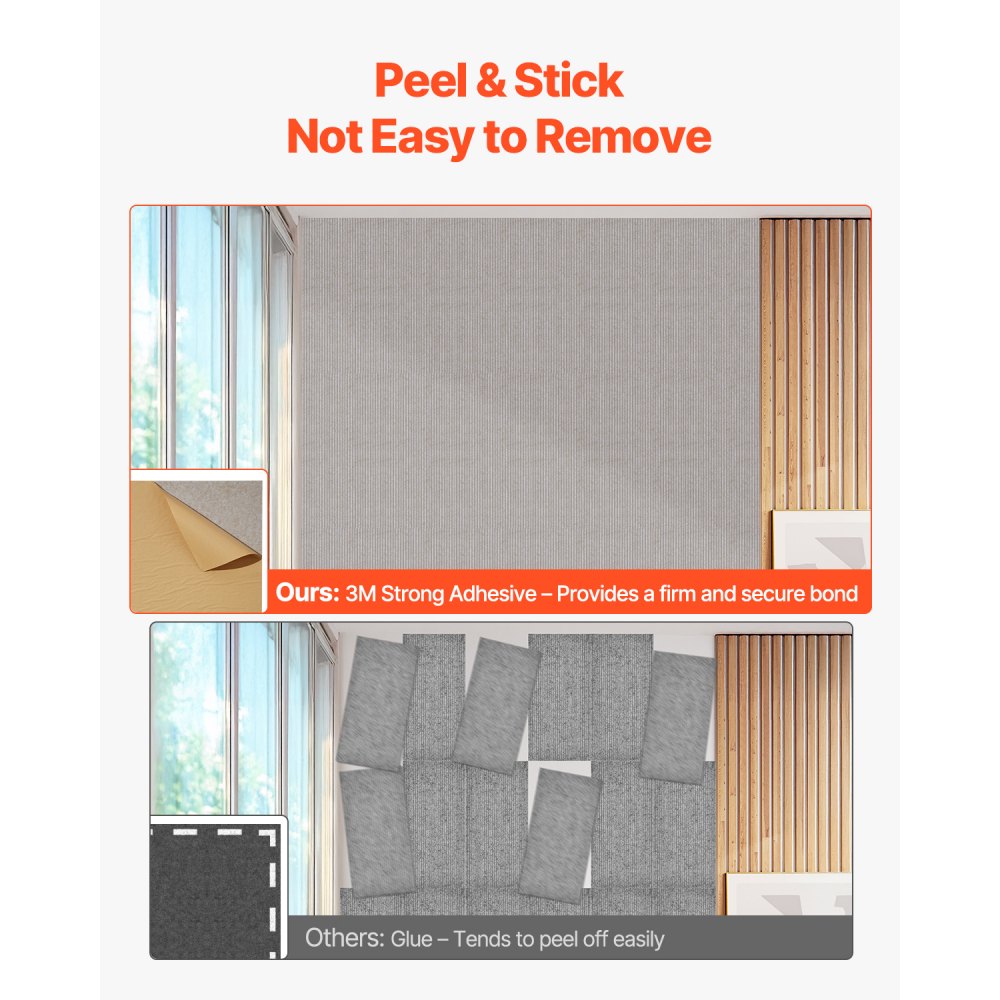 VEVOR 5PCS Acoustic Panels with Self Adhesive, 47.2 x 23.6 inch Sound Proof Foam Panels, Polyester Fiber Soundproof