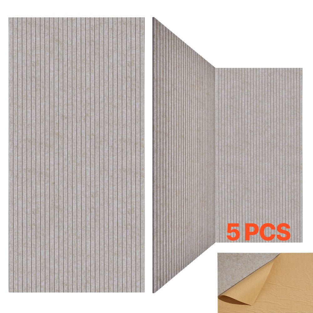VEVOR 5PCS Acoustic Panels with Self Adhesive, 47.2 x 23.6 inch Sound Proof Foam Panels, Polyester Fiber Soundproof