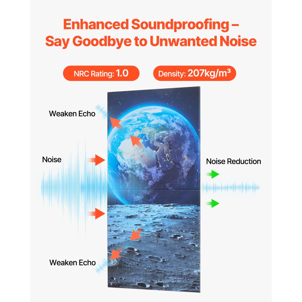 VEVOR 6 Pack Art Acoustic Panels, 70.87 x 47.24 x 0.4 inch Soundproof Wall Tiles, Self Adhesive Decorative Sound