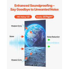 VEVOR 6 Pack Art Acoustic Panels, 70.87 x 47.24 x 0.4 inch Soundproof Wall Tiles, Self Adhesive Decorative Sound