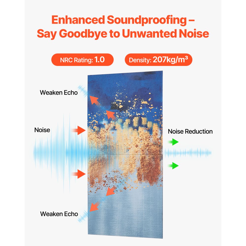 VEVOR 6 Pack Art Acoustic Panels, 70.87 x 47.24 x 0.4 inch Soundproof Wall Tiles, Self Adhesive Decorative Sound