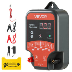 VEVOR Electric Fence Charger, 10kV 3J, AC DC Electric Fence Energizer with LED Indicator, 1.86 Miles Range, Powerful