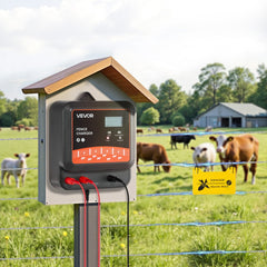 VEVOR Multi-Powered Electric Fence Charger, 2J/3J/5J, Electric Fence Energizer with Real-Time LED Display, 6.2 Miles