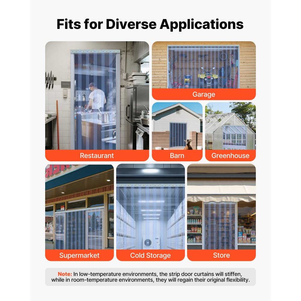 VEVOR Clear PVC Strip Curtain, 101 ft Length x 12 in Width, Thermal Insulating Plastic Door Strip Bulk Roll, Walk in