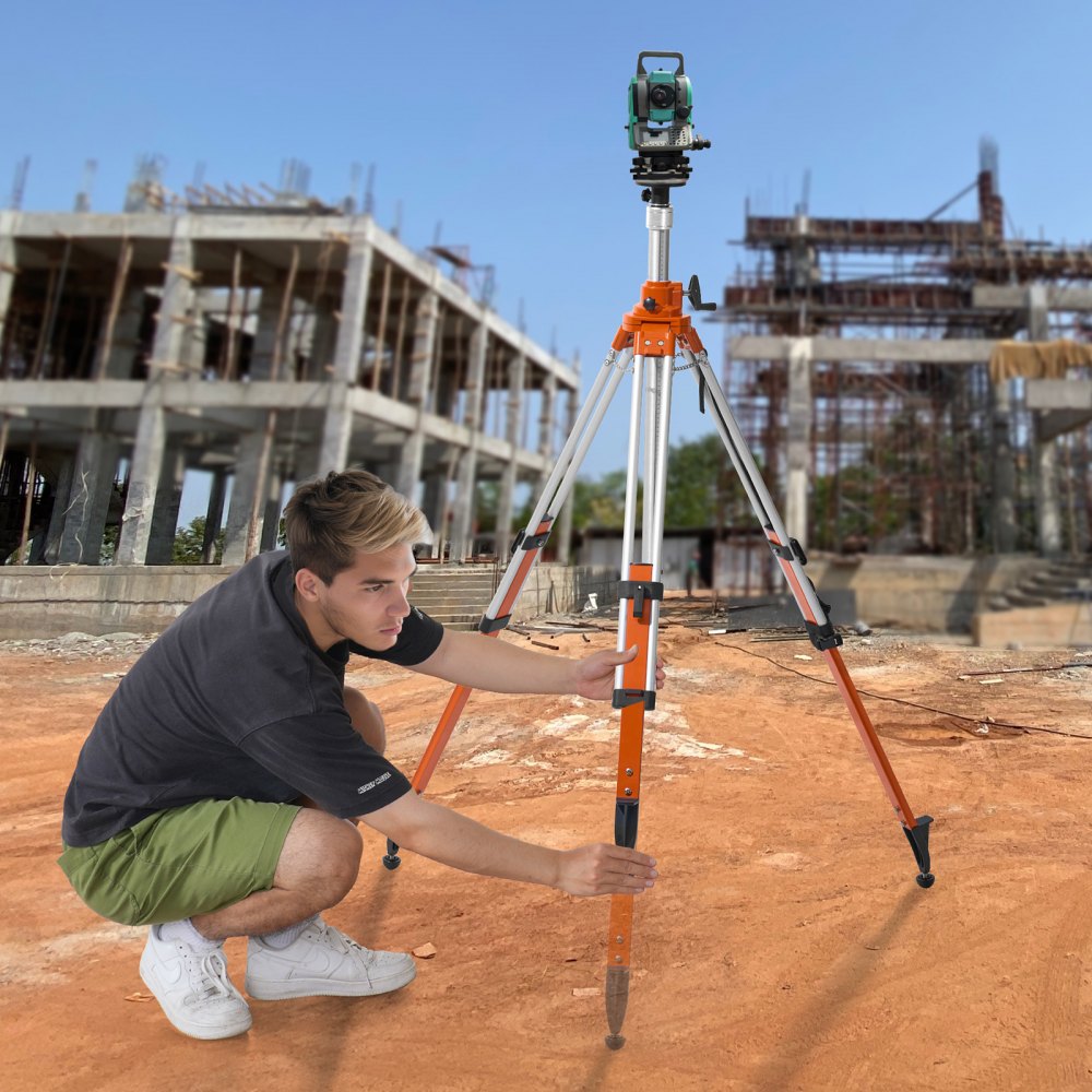 VEVOR Laser Level Tripod Stand, 5/8"-11 Thread Mount, 45.07-114.37 inch Height Adjustment Heavy Duty Survey Tripod