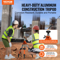 VEVOR Laser Level Tripod Stand, 5/8"-11 Thread Mount, 27.16-67.71 inch Height Adjustment Heavy Duty Survey Tripod, with