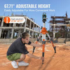 VEVOR Laser Level Tripod Stand, 5/8"-11 Thread Mount, 27.16-67.71 inch Height Adjustment Heavy Duty Survey Tripod, with