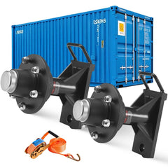 VEVOR Shipping Container Wheels 6-Lug Wheels Kit, Heavy Duty Shipping Container Axle with Ratchet Tie Down-Moves 20 ft