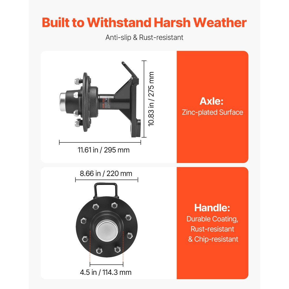VEVOR Shipping Container Wheels 8-Lug Wheels Kit, Heavy Duty Shipping Container Axle with Ratchet Tie Down-Moves 20 ft