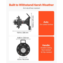 VEVOR Shipping Container Wheels 8-Lug Wheels Kit, Heavy Duty Shipping Container Axle with Ratchet Tie Down-Moves 20 ft
