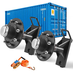 VEVOR Shipping Container Wheels 8-Lug Wheels Kit, Heavy Duty Shipping Container Axle with Ratchet Tie Down-Moves 20 ft