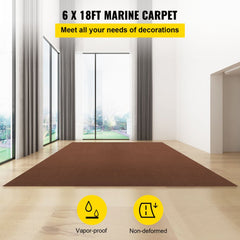 VEVOR Marine Carpet, 6 x 18 ft Boat Carpeting, Deep Brown Marine Grade Boat Carpet, Indoor/Outdoor Marine Carpeting