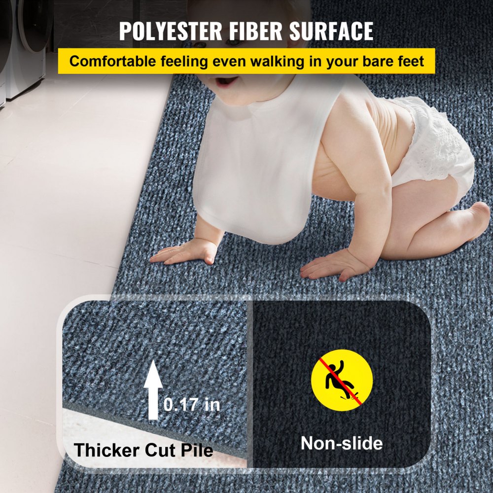 VEVOR Gray Marine Carpet 6 ft x 13.1 ft Boat Carpet Rugs Indoor Outdoor Rugs for Patio Deck Anti-Slide TPR Water-Proof