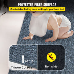 VEVOR Gray Marine Carpet 6 ft x 13.1 ft Boat Carpet Rugs Indoor Outdoor Rugs for Patio Deck Anti-Slide TPR Water-Proof