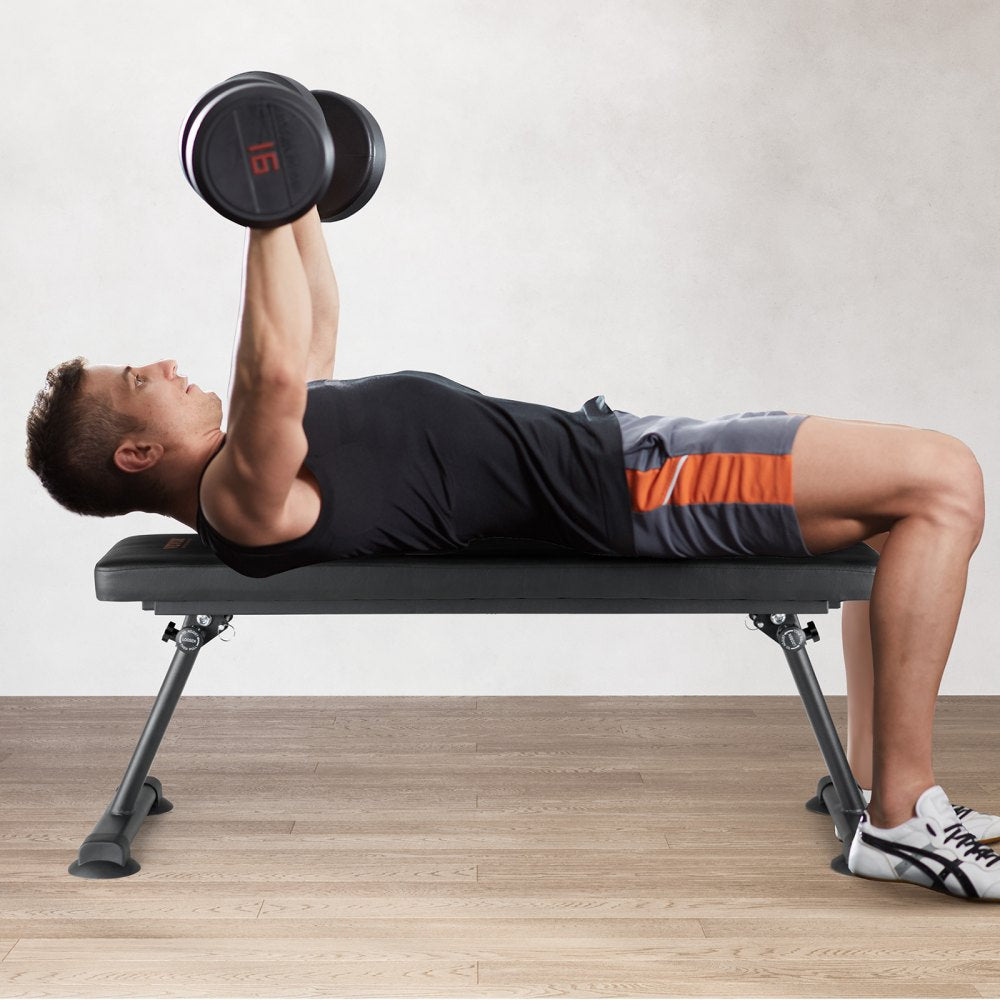 VEVOR Flat Weight Bench, Foldable Strength Training Bench, Utility Workout Bench for Full Body Workout, 1000 LBS Press