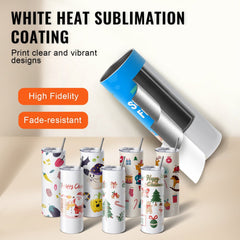 VEVOR 12 Pack Sublimation Tumblers 20oz Skinny Straight, Stainless Steel Sublimation Tumblers Blank, Stainless Steel