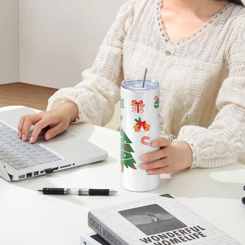 VEVOR 12 Pack Sublimation Tumblers 20oz Skinny Straight, Stainless Steel Sublimation Tumblers Blank, Stainless Steel