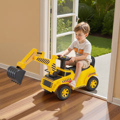 VEVOR Ride On Toddler Car, Push Car for Toddler 19 to 36 Months, Excavator Digger Toy with Helmet & Music, 55 lbs Load