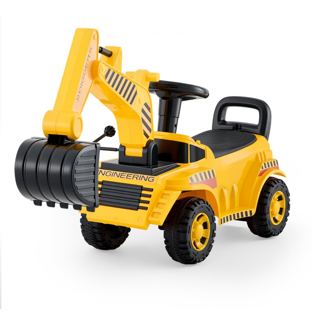 VEVOR Ride On Toddler Car, Push Car for Toddler 19 to 36 Months, Excavator Digger Toy with Helmet & Music, 55 lbs Load
