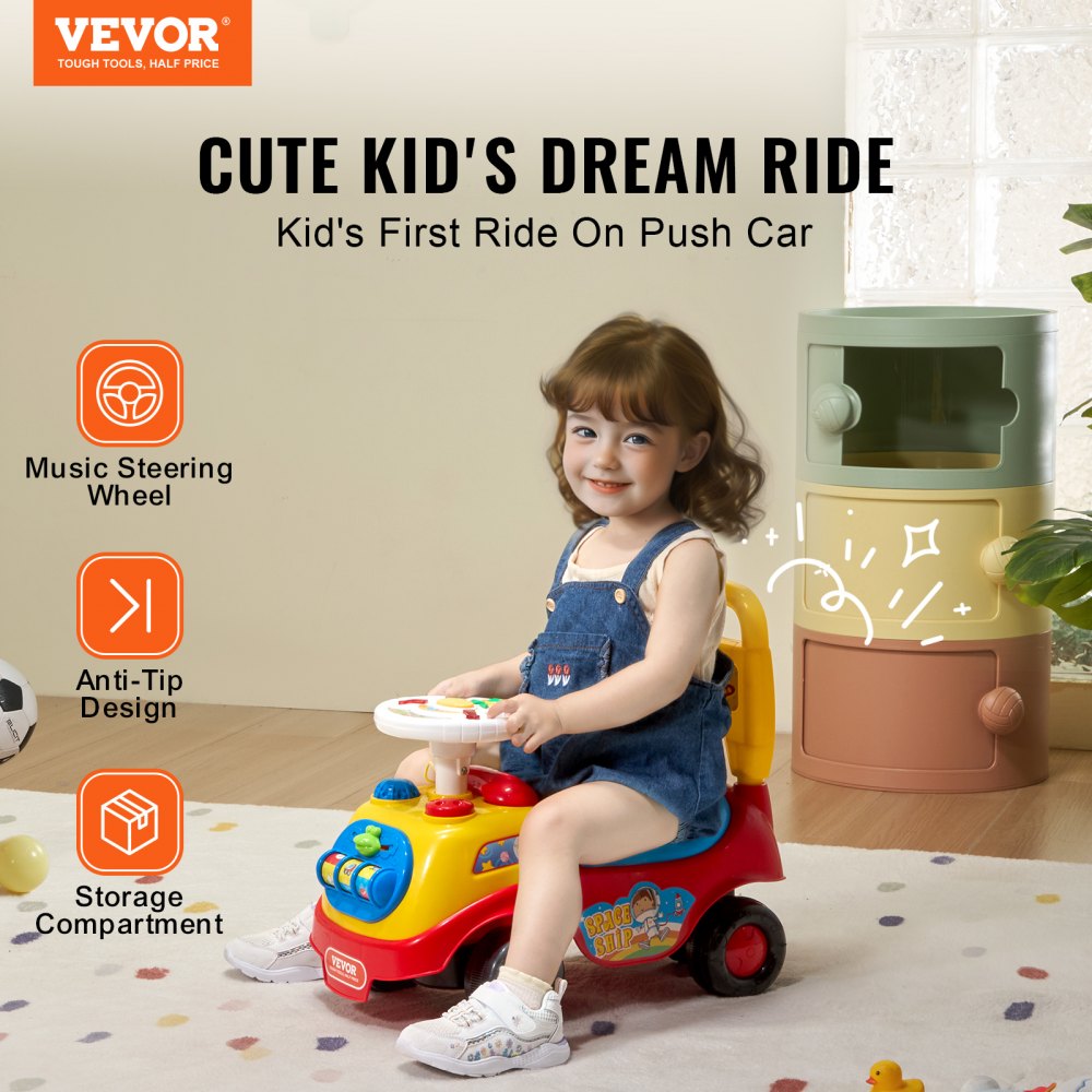 VEVOR Ride On Push Car for Toddlers, Ages 1-3, Ride Racer, Sit to Stand Toddler Ride On Toy, Classic Kids Ride On Car
