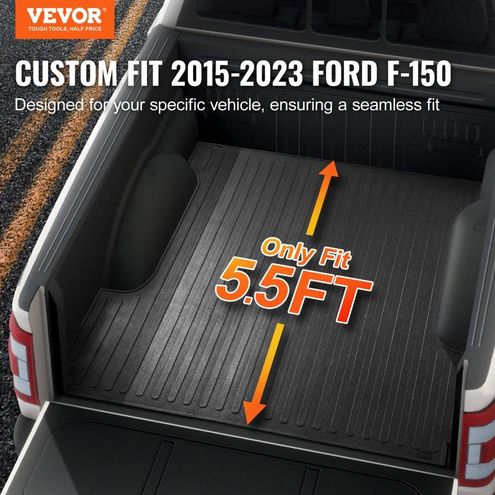 VEVOR Truck Bed Mat, Fits for 2015-2023 Ford F150 5.5 FT Short Bed, 66.5" x 64" Rubber Truck Bed Liner, 1/4" Thick Bed