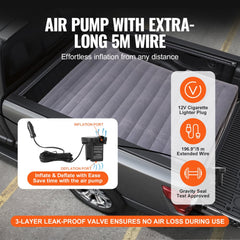VEVOR Truck Bed Air Mattress, for 5.5-5.8 ft Full Size Short Truck Beds, Inflatable Air Mattress Camping Bed with 12V