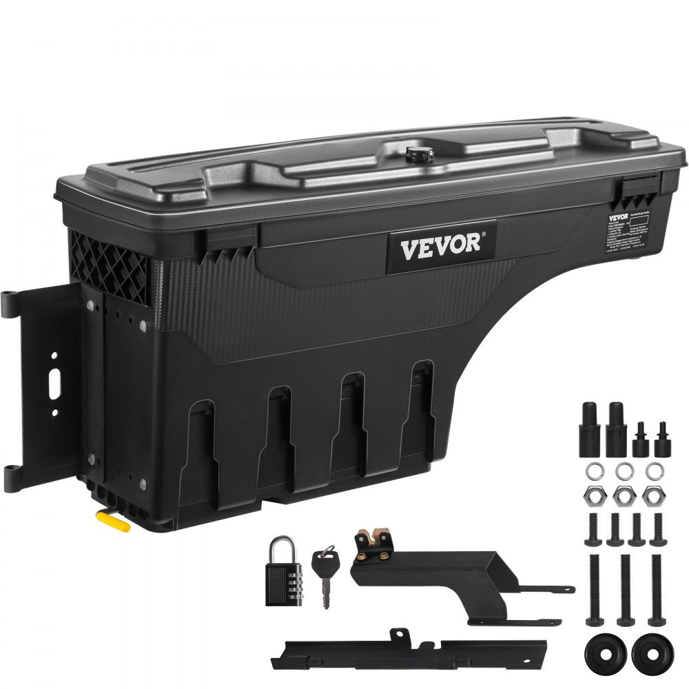 VEVOR Truck Bed Storage Box, Lockable with Password Padlock, 6.6 Gal/25 L ABS Wheel Well Tool Box, Waterproof and
