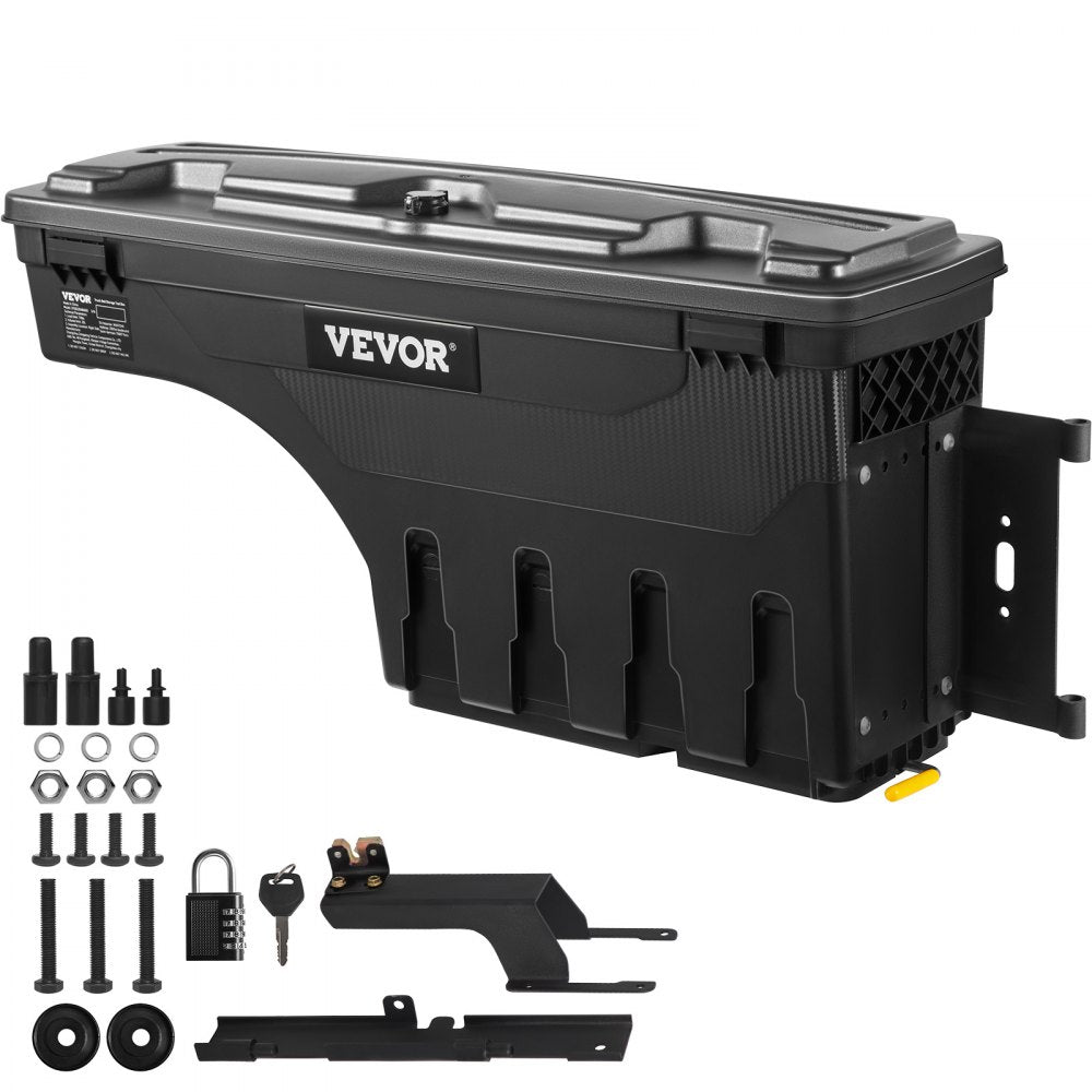 VEVOR Truck Bed Storage Box, Lockable with Password Padlock, 6.6 Gal/25 L ABS Wheel Well Tool Box, Waterproof and