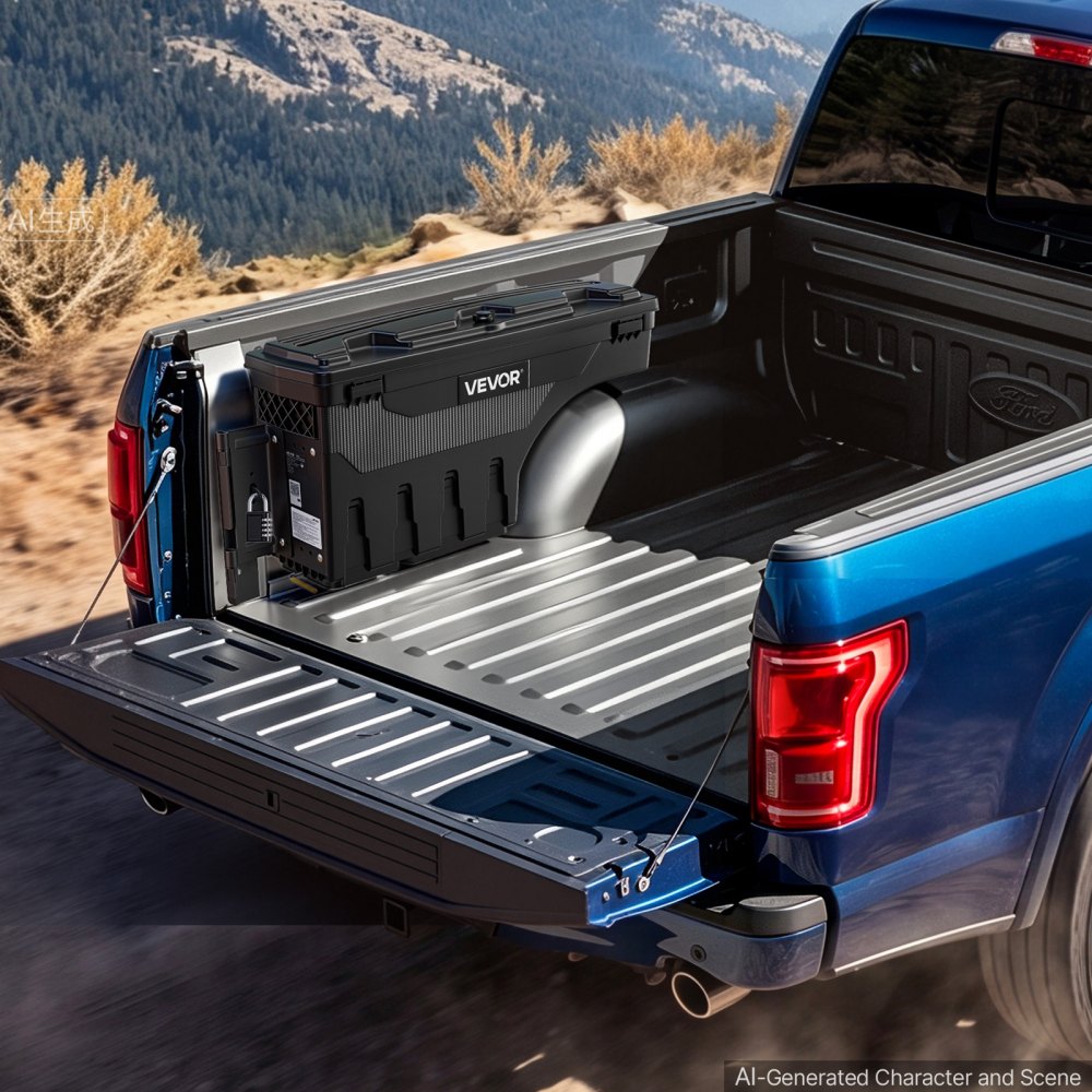 VEVOR Truck Bed Storage Box, 6.6 Gal/25 L Waterproof ABS Wheel Well Tool Box with Anti-Theft Combination Lock