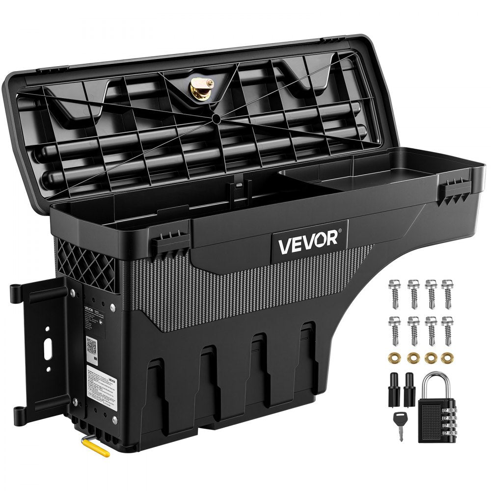 VEVOR Truck Bed Storage Box, 6.6 Gal/25 L Waterproof ABS Wheel Well Tool Box with Anti-Theft Combination Lock