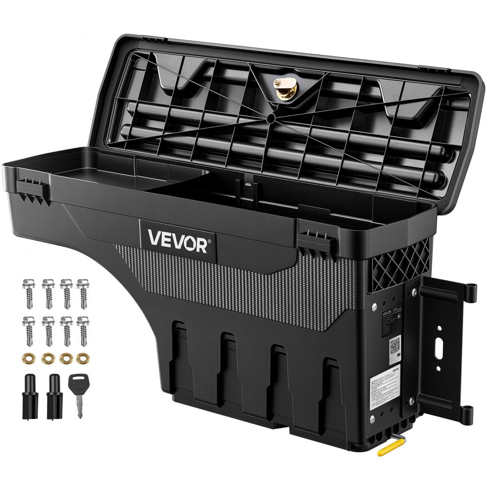 VEVOR Truck Bed Storage Box, 6.6 Gal/25L Waterproof ABS Wheel Well Tool Box, Anti-Theft Lock, Compatible with 2020-2025
