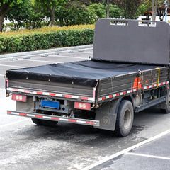 VEVOR Dump Truck Mesh Tarp, 7 x 18 ft, PVC Coated Black Heavy Duty Cover with 5.5" 18oz Double Pocket, Brass Grommets