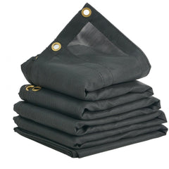 VEVOR Dump Truck Mesh Tarp, 7 x 22 ft, PVC Coated Black Heavy Duty Cover with 5.5" 18oz Double Pocket, Brass Grommets