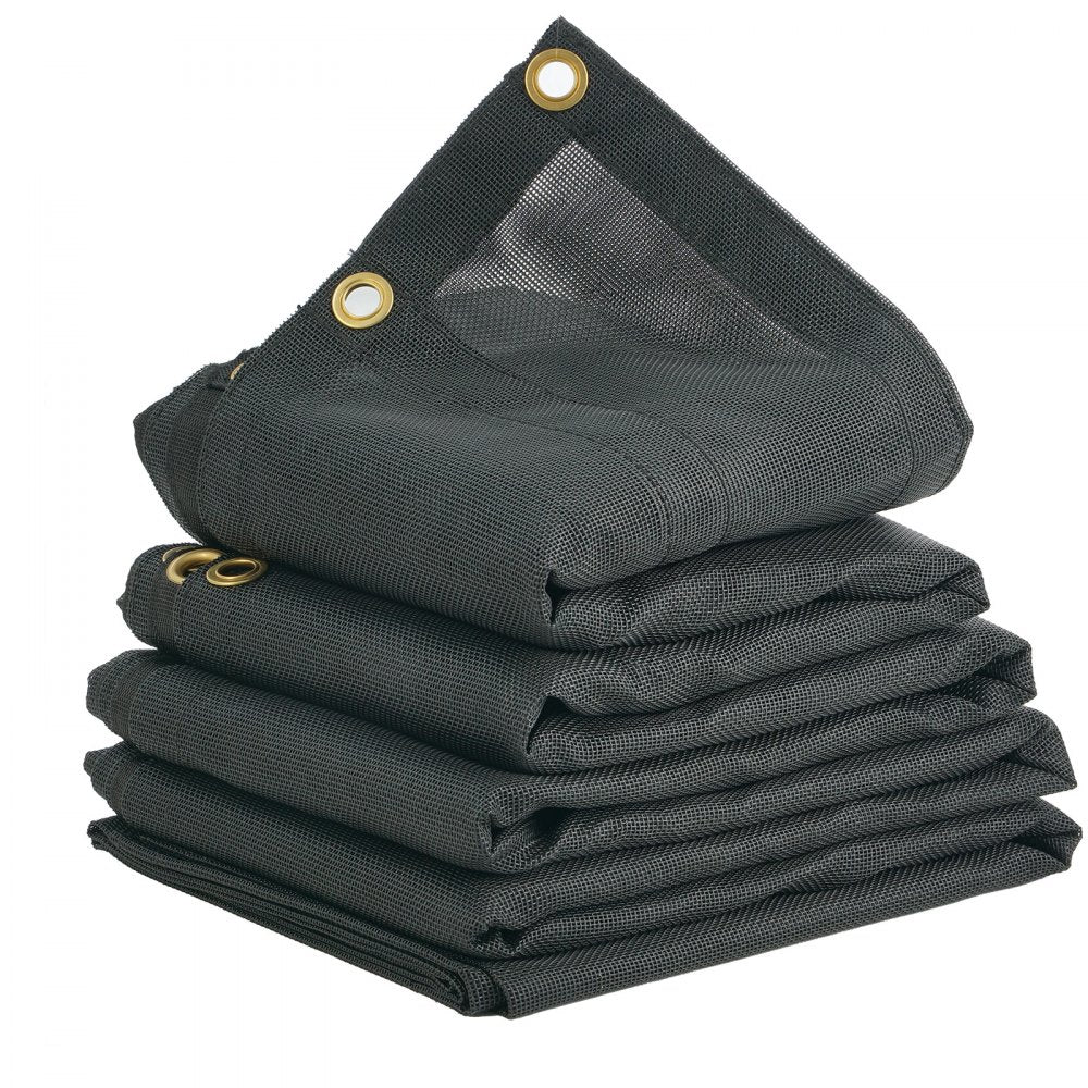 VEVOR Dump Truck Mesh Tarp, 8 x 18 ft, PVC Coated Black Heavy Duty Cover with 5.5" 18oz Double Pocket, Brass Grommets