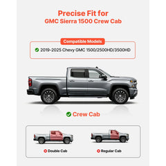 VEVOR Running Boards, 3 Inches Side Steps Compatible with 2019-2025 Chevy GMC 1500/2500HD/3500HD Crew Cab, Black Carbon