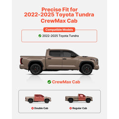 VEVOR Running Boards, 6 Inches Side Steps Compatible with 2022-2025 Toyota Tundra CrewMax Cab, Black Carbon Steel Nerf