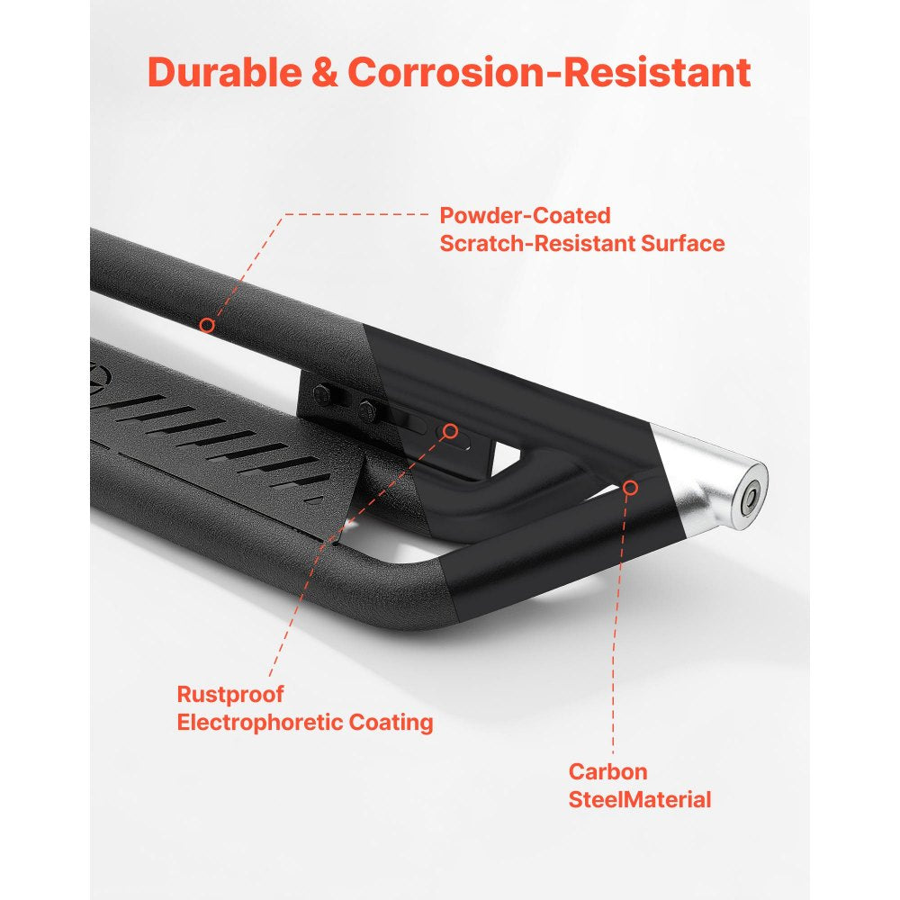 VEVOR Running Boards, 6 Inches Side Steps Compatible with 2022-2025 Toyota Tundra CrewMax Cab, Black Carbon Steel Nerf
