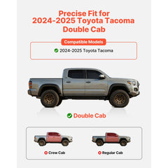 VEVOR Running Boards, 4 Inches Side Steps Compatible with 2024-2025 Toyota Tacoma Double Cab, Black Carbon Steel Nerf