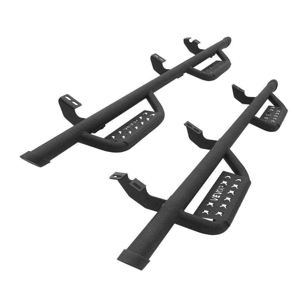 VEVOR Running Boards, 4 Inches Side Steps Compatible with 2024-2025 Toyota Tacoma Double Cab, Black Carbon Steel Nerf