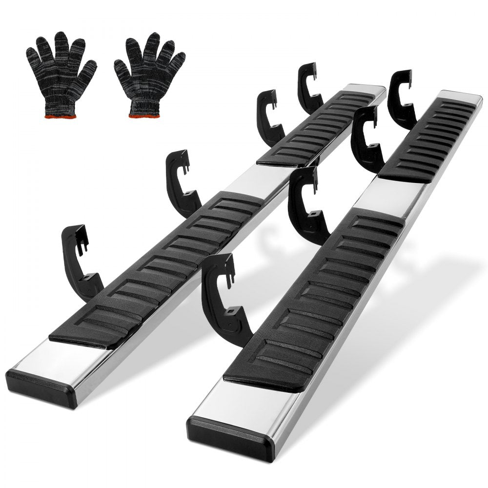 VEVOR Running Boards, 6" Step Bars Compatible with 2007-2018 Chevy Silverado/GMC Sierra 1500 Crew Cab/2019 2500HD
